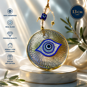 DNB1002 Adorno de Pared de Cristal Hecho a Mano con Ojo Turco de 13 CM – Decoración para el Hogar Nazar Boncuk para Uso Interior y Exterior – Regalo Premium - Product Image 3