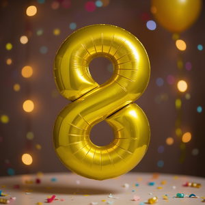 Palloncini Numero Oro per Feste N8 100cm Confezione da 12 Pezzi - Product Image 3