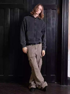 Sudadera con capucha y cremallera para hombre, modelo regular, unisex, 280 g/m², 100 % algodón lavado, de secado rápido, novedad invierno 2026 - Product Image 2