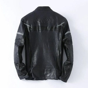 แจ็กเก็ตผ้าใบหนังแกะแท้สำหรับผู้ชายสำหรับฤดูใบไม้ร่วงฤดูหนาวเสื้อโค้ทบอมเบอร์ตกแต่งด้วยขนสัตว์เสื้อแฟชั่นนักขี่จักรยานผักสีแทน - Product Image 5