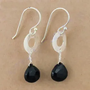 Women's 925 <b>Silver</b> <b>Dangle</b> <b>Earrings</b> with Black Onyx Fashion Jewelry Gift - Product Image 1
