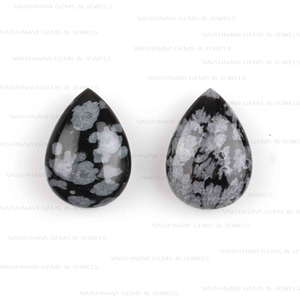 Qualité supérieure 10x14mm flocon de neige naturel obsidienne Briolette pierre précieuse de Quartz en vrac pour les résultats de fabrication de bijoux à bricoler soi-même - Product Image 5