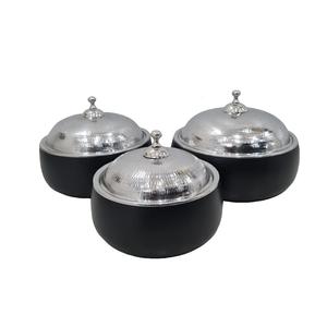 Pot chaud de serveur de casseroles d'acier inoxydable de double paroi de finition de noix de forme ronde de vente chaude - Product Image 5