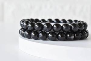 Trending Black Tourmaline 8mm Round <b>Beaded</b> <b>Bracelet</b> Premium Natural Healing Crystal For Meditation Fashion Jewelry at Best Price - Product Image 4