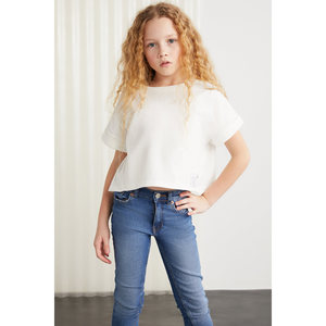 GRIMELANGE Verena Girls' Kids' 100% Cotton Double Sleeve Ornament Labelled <b>T</b>-<b>Shirt</b> - Product Image 1