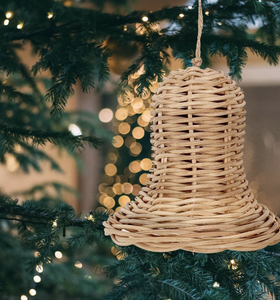 Juego de adornos navideños de mimbre hecho a mano rústico natural, artesanía ecológica de Vietnam, decoración de árbol de vacaciones para interiores festivos - Product Image 6