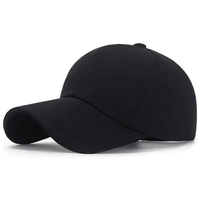 Gorra de Béisbol Negra Unisex de 6 Paneles, Algodón, Cierre Ajustable con Velcro, Gorra Informal de Color Sólido para Adultos