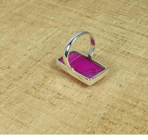 Anillo de piedras preciosas rectangulares de estilo bohemio de Plata de Ley 925 hecho a mano Rosa ágata de Botswana regalo de Navidad para cristianos - Product Image 4
