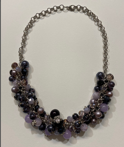 Magnifique collier à franges violettes fait main, collier écharpe perlé occidental unique de haute qualité, bandana perlé à franges - Product Image 2