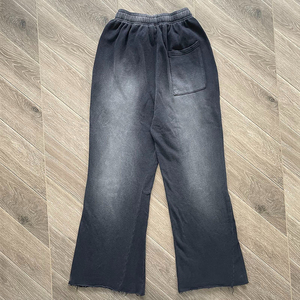 Pantalones personalizados para hombre, ropa de calle lavada, 100% algodón, lavado ácido, pantalones acampanados de lana para hombre, pantalones acampanados con estampado personalizado de pierna ancha - Product Image 2