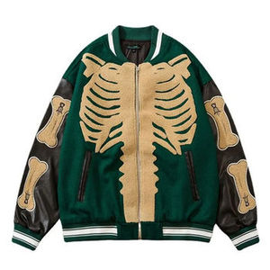 Custom Men's Patchwork Varsity Jacket <b>Canvas</b> Stand Collar Front Logo Eco-Friendly Quick Dry Breathable Winter High Street - Product Image 3