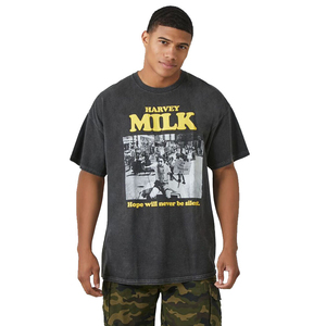 Venta al por mayor High Street Fashion Men T Shirt Acid Washed Grey Color Screen Printed Casual Private Label T-Shirt para hombres - Product Image 1