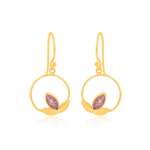 925 argent sterling fraise Quartz Marquise forme plaqué or boucle d'oreille boucle d'oreille à la main boucle d'oreille à la mode pour les femmes. - Product Image 1