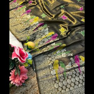 ผ้าโปร่งบางสำหรับผู้หญิงผ้าทอส่าหรีผ้าไหมทอจากผู้ผลิตแฟชั่น - Product Image 4