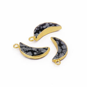 Chapado en oro copo de nieve media luna piedra preciosa natural pequeña luna colgante pendiente hacer encanto estilo joyería encontrar mm tamaño - Product Image 5