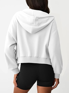 Sweat-shirt à capuche en molleton de coton chic urbain, tendance, fermeture éclair, veste, streetwear confortable, sweat-shirt à capuche pour femme avec la meilleure qualité à bas prix - Product Image 2