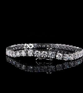 สร้อยข้อมือเพทายทรงกลมตัดเป็นชิ้นๆหิน925แข็งสร้อยข้อมือเทนนิสสีเงินสเตอร์ลิงสีรุ้งเครื่องประดับแฟชั่นสำหรับผู้หญิง - Product Image 1