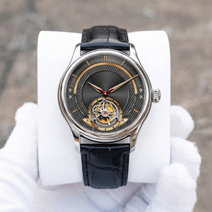 นาฬิกาตูร์บิญองกลไกหรูหรา หน้าปัดสีเทาแบบฮอบเนล สแตนเลสสตีล 316L กันน้ำ สายหนัง นาฬิกาข้อมือสำหรับนักธุรกิจ รับผลิตแบบ OEM ODM - Product Image 2