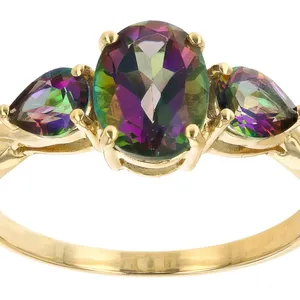 Mystic Elegance: Mystic Fire Green Topaz 10K Yellow Gold Ring | Elegant Fine Jewelry | Exquisite Craftsmanship's Jewelry