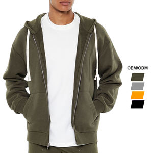 Sweats à capuche zippés épais et décontractés Draw String Blank Drop Shoulder Full Zip up Hoodies Zip Hoodie Mens - Product Image 1