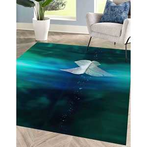 Tapis Leaf in Lake : Tapis imprimé paysage naturel moderne, avec poils doux - Product Image 1