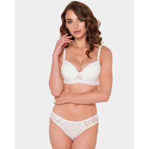 Conjunto de sujetador elegante de microfibra con aros y relleno, copa completa, talle medio, y braguita de bikini con diseño floral y lazo, estilo cómodo. - Product Image 2