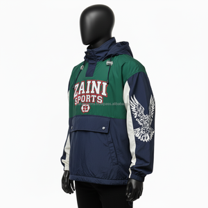 Veste coupe-vent en nylon de qualité supérieure résistant à l'eau bloc de couleur vert marine broderie personnalisée logo veste coupe-vent pour homme - Product Image 4