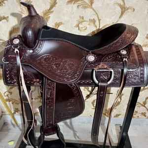 Silla de Montar Western Roughout con Tallado a Mano |   Silla de Montar para Carreras de Barriles |   Equipo de Equitación Duradero y Cómodo a un Precio Accesible - Product Image 2