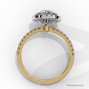 3,0 Ct Cut Lab Grown CVD Diamond Anillo de compromiso Estilo bohemio IGI Certified Yellow Gold Halo Set para su regalo de aniversario - Product Image 3