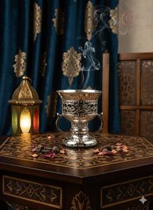 เตาเผากำยานแบบอาหรับสำหรับตกแต่งบ้าน บาคูร์ในที่ใส่กำยานโลหะสีทองสำหรับใช้ในบ้านอย่างสม่ำเสมอ - Product Image 2