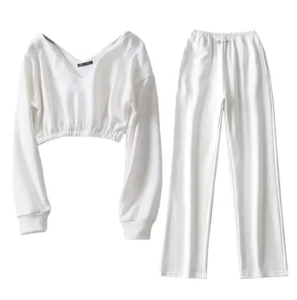 Fabricants personnalisé femme vierge recadrée sport remplissage fermeture éclair sweat-shirt court pantalons de survêtement sweats à capuche et jogger ensemble pour femmes - Product Image 2