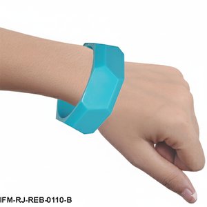 Turquoise Blue Chunky Resin <b>Bangle</b> <b>Bracelet</b> Bold Hexagonal Geometric Faceted Wristband Trendy Statement Jewelry for Party - Product Image 3
