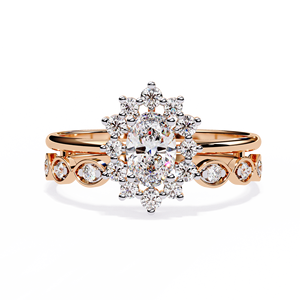 Anillo de compromiso y bodas Vintage de lujo Diamante cultivado en laboratorio de corte ovalado con elegante Halo de oro de 18 quilates Joyería vintage elegante - Product Image 2