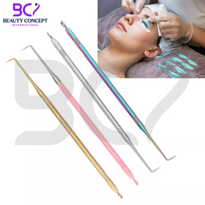 Meilleure vente peigne court outils de séparation des cils en acier inoxydable outils de levage à pointe incurvée pour la coiffure des cils couleur crème - Product Image 5