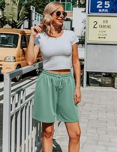 Shorts en coton stretch pour femmes Vêtements de tous les jours Shorts en lin mélangé Respirant Look tendance - Product Image 4