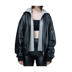 Novo Best Selling Na Coréia Grande qualidade e confortável de usar O LEMU 2way MA1 Cordeiro Couro Hood Jacket 730