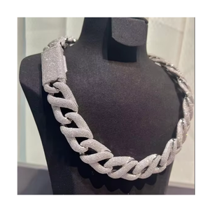 Vente chaude collier 925 argent VVS Moissanite chaîne cubaine Hip Hop collier mode collier hommes chaîne cubaine - Product Image 1