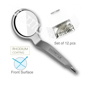 Miroirs buccaux en acier double face #4 Miroir dentaire manuel à surface frontale en rhodium - Product Image 2