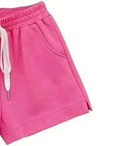 Shorts rose vif pour femmes, été, molleton doux, taille élastique, confortable, décontracté, vêtements de détente avec poches, bas légers et tendance - Product Image 4