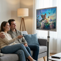 Nuevo Televisor Inteligente Portátil Inalámbrico de 32 Pulgadas con Pantalla Táctil USB, Android 13, Batería y Ruedas para Señalización Digital