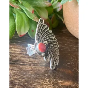 Spiny Oyster Sterling <b>Silver</b> Chief Tufa Cast <b>Adjustable</b> <b>Ring</b> Size 11 Handmade - Product Image 3