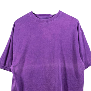 เสื้อยืดผ้าคอตตอนโอเวอร์ไซซ์ของผู้ชายสีม่วงแบบวินเทจซักได้เสื้อยืดผ้าฝ้ายเนื้อนุ่มลำลอง - Product Image 3