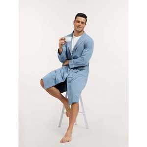 Peignoir en coton de bambou tricoté à manches longues pour homme – Robe de chambre et de spa haut de gamme - Product Image 4