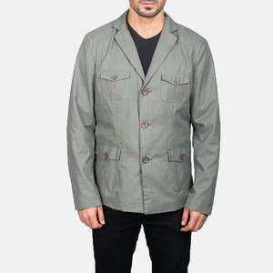 Veste Safari Vintage pour Homme GLOBAL LEATHER Coupe-Vent Respirante à Col Cranté avec Quatre Poches Doublure Polyester Automne - Product Image 3