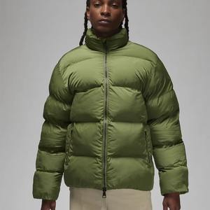 OEM ODM Unisex Hooded Canvas Puffer Jacket Custom Logo Front Winter Warm Lightweight Quilted <b>Coat</b> - Product Image 1