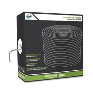 Câble LAN UTP RJ45 Cat.5 Couleur Gris Clair, Câblage Fin Jusqu'à 120 m, Rouleau de 100 m - Product Image 1