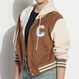 2025 New Design Fashion <b>Long</b> <b>Canvas</b> Sleeve Unisex Varsity Jacket Stand Flocking Design Embroidery Pocket Breathable Knitted - Product Image 4