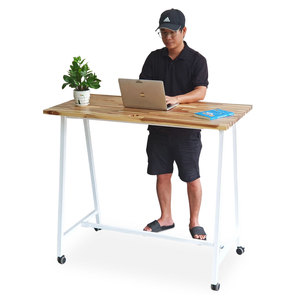 Escritorio minimalista FOS de 120x60 cm, madera de Melaleuca con patas de hierro, requiere montaje, muebles de oficina - Product Image 1