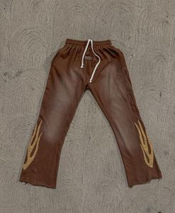 Custom Acid Washed Tracksuit 100% Cotton Terry Sweat Suits Men Flare Stacked 3d Puff Print Sweatpants and Hoodie Set - Product Image 5