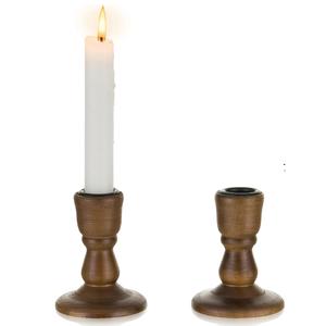 Candlesticks: 2 Pcs Wood <b>Taper</b> <b>Candle</b> Holders Rustic Candlesticks Holders Distressed Brown <b>Candle</b> Holder - Product Image 1
